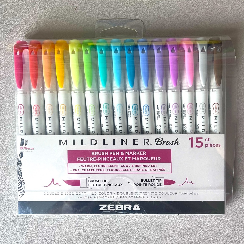 Zebra Mildliner Brush Pen Set - 15 Colors